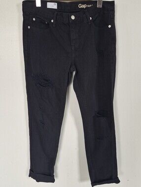 GAP Black Distressed Boyfriend Jeans